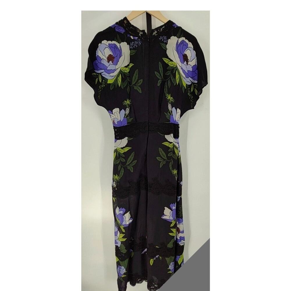 Farm Rio Women's Soft Garden Black Laces Short Sleeve Floral Dress Sz XS #31 - Picture 5 of 5